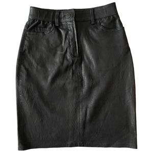 just female black stretch leather miniskirt, size xs